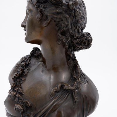 19th-Century Bronze Young Woman Crowned with Flowers by J.C. Marin-NYF-2018845