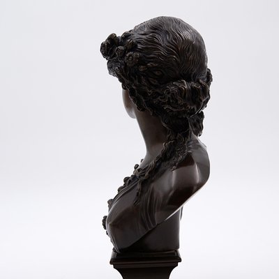 19th-Century Bronze Young Woman Crowned with Flowers by J.C. Marin-NYF-2018845