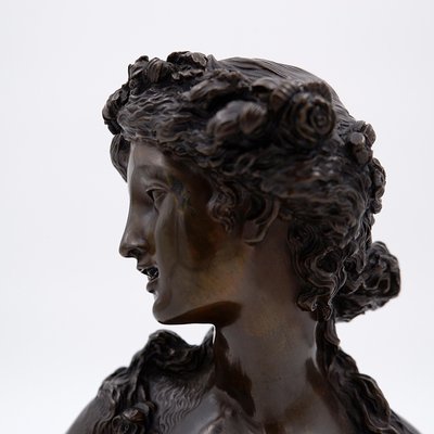 19th-Century Bronze Young Woman Crowned with Flowers by J.C. Marin-NYF-2018845