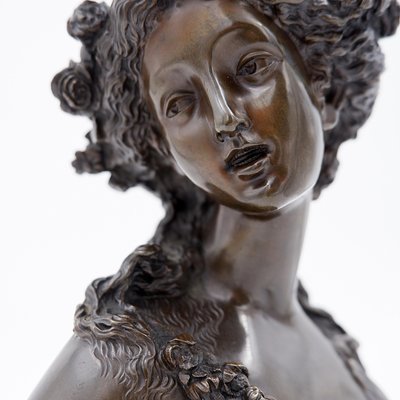 19th-Century Bronze Young Woman Crowned with Flowers by J.C. Marin-NYF-2018845