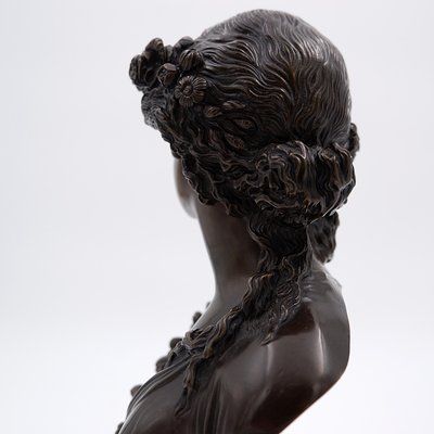 19th-Century Bronze Young Woman Crowned with Flowers by J.C. Marin-NYF-2018845