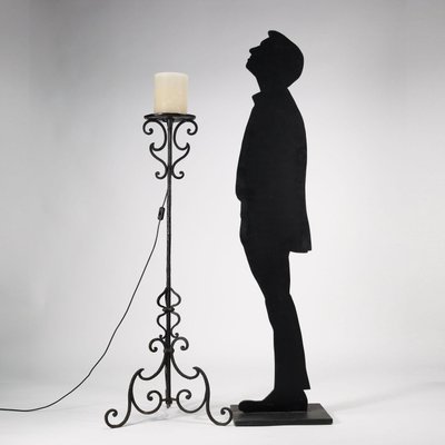 19th Century Candleholder Floor Lamps in Wrought Iron, Italy, Set of 2-VMM-1431281