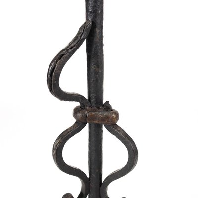 19th Century Candleholder Floor Lamps in Wrought Iron, Italy, Set of 2-VMM-1431281