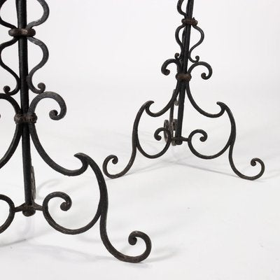 19th Century Candleholder Floor Lamps in Wrought Iron, Italy, Set of 2-VMM-1431281