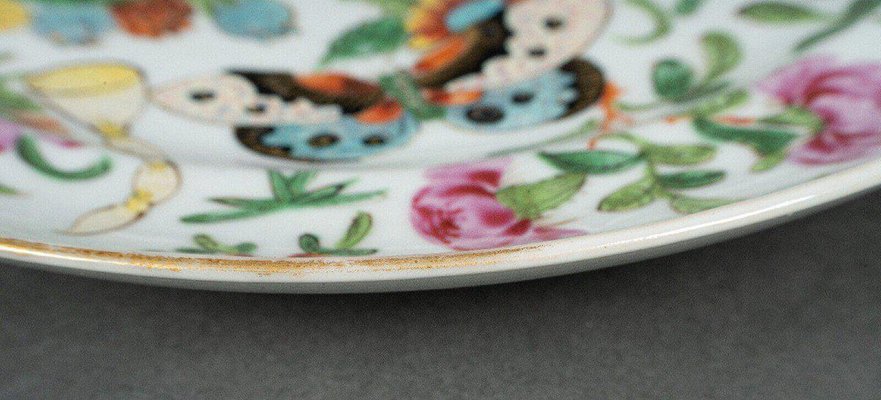 19th Century Canton Porcelain Plate with Butterflies and Birds-QKG-1799989