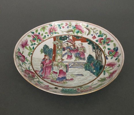 19th Century Canton Soup Plate in Rich Court Decor