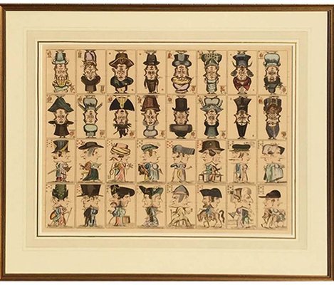 19th Century Caricature Playing Cards in Frame-UCH-1224732