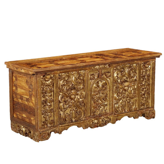 19th Century Carved and Gilded Wood Bench, Italy