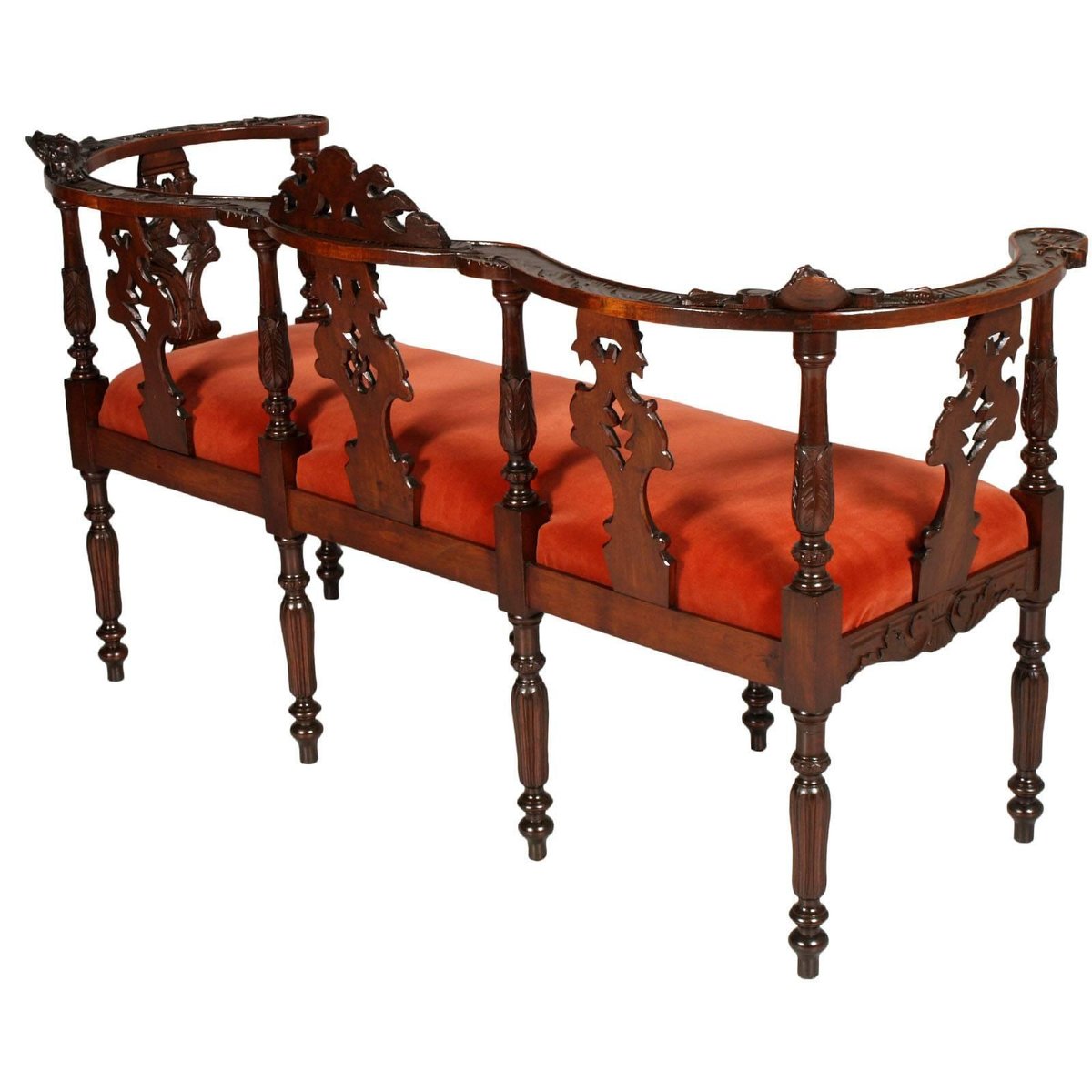 19th-Century Carved Walnut Lounge Set from Testolini Salviati, 1900s, Set of 3