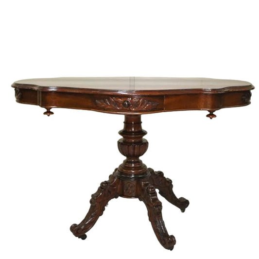 19th Century Carved Wood Galapagos Auxiliar Table with Drawer on the Waist