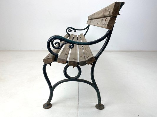 19th Century Cast Iron and Wood Bench-TZ-1364727