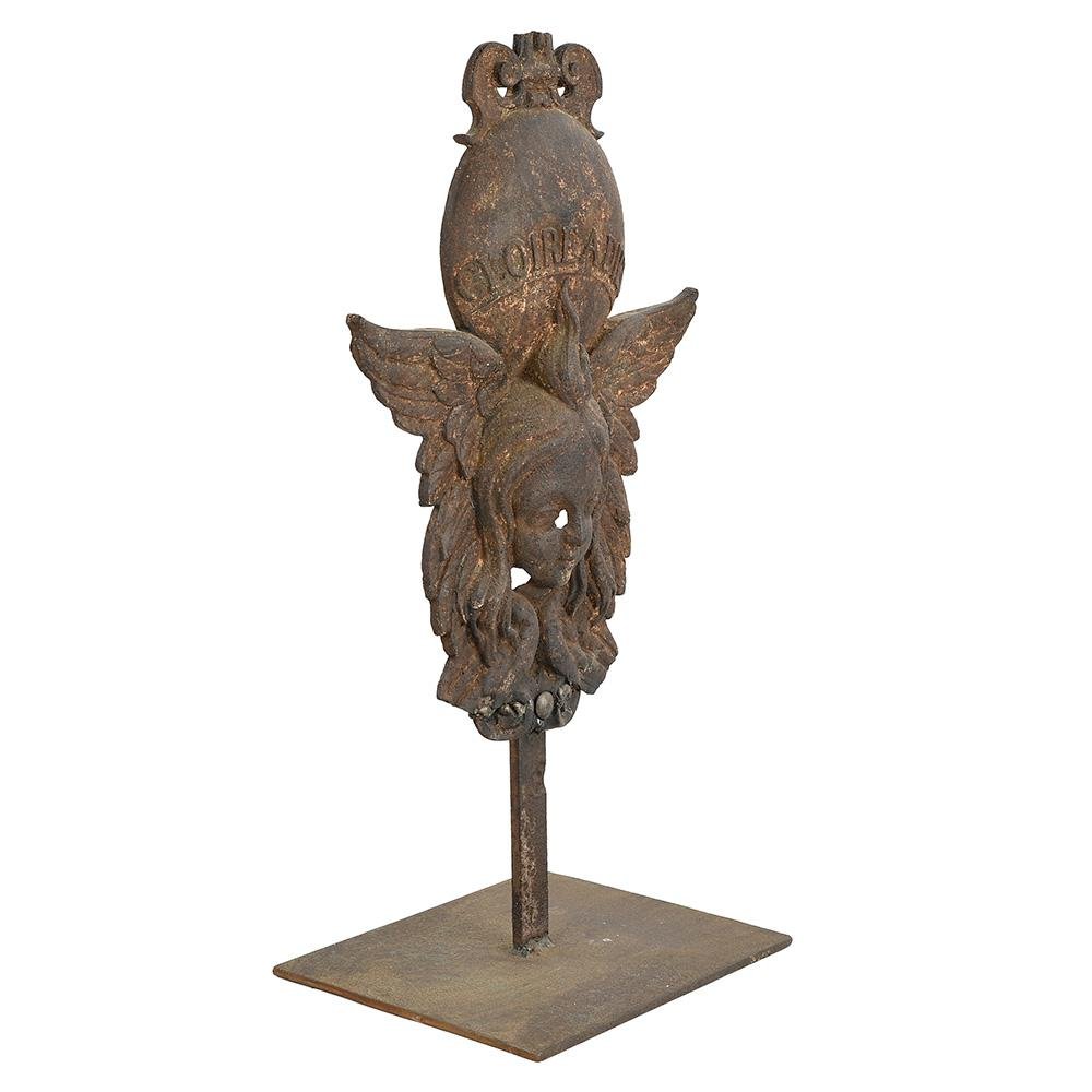 19th Century Cast Iron Angel on Base