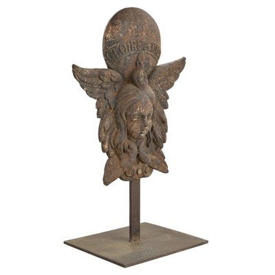 19th Century Cast Iron Angel on Base-NQ-1787236