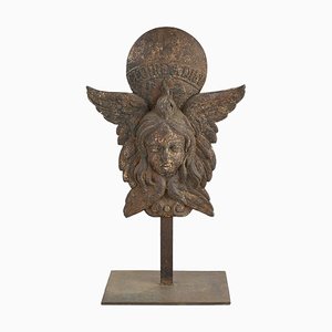 19th Century Cast Iron Angel on Base-NQ-1787236