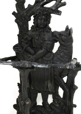 19th Century Cast Iron Red Riding Hood & the Wolf Porte Manteau or Hall Stand, 1890s-MY-1444877