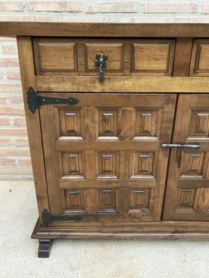 19th Century Catalan Spanish Baroque Credenza or Buffet with Two Drawers in Carved Walnut-NOU-962100