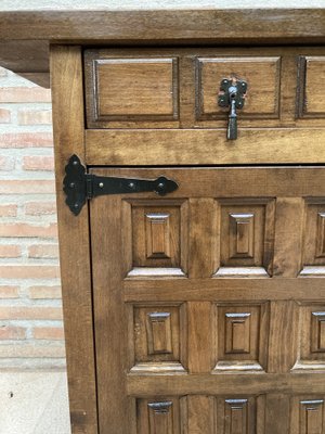 19th Century Catalan Spanish Baroque Credenza or Buffet with Two Drawers in Carved Walnut-NOU-962100