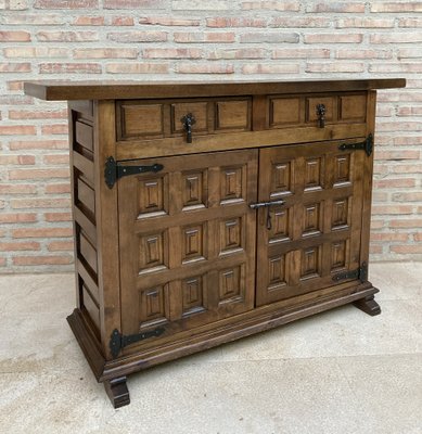 19th Century Catalan Spanish Baroque Credenza or Buffet with Two Drawers in Carved Walnut-NOU-962100