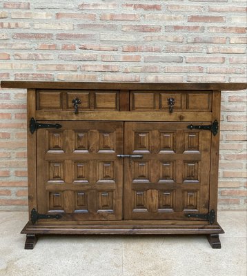 19th Century Catalan Spanish Baroque Credenza or Buffet with Two Drawers in Carved Walnut-NOU-962100