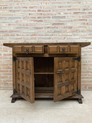 19th Century Catalan Spanish Baroque Credenza or Buffet with Two Drawers in Carved Walnut-NOU-962100