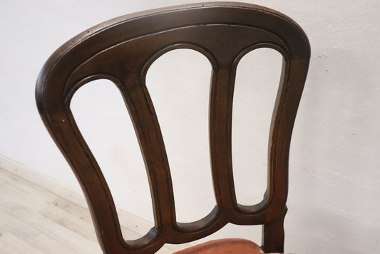 19th Century Chair in Beech Wood with Velvet Seat