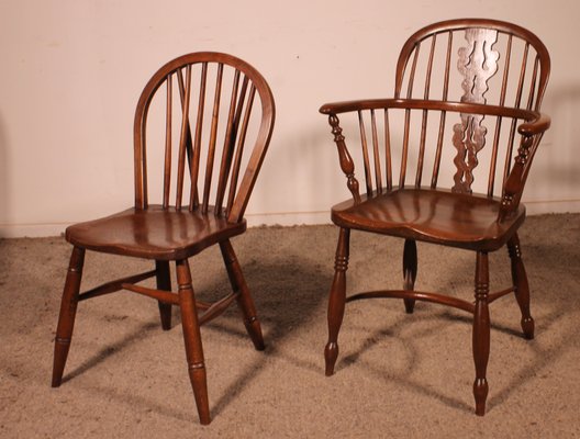 19th Century Chairs and Two Windsor Armchairs, Set of 6-HPU-2018296