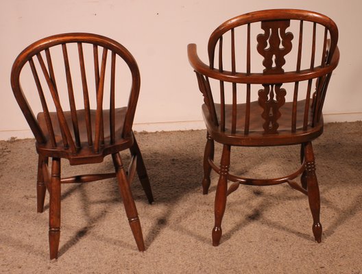 19th Century Chairs and Two Windsor Armchairs, Set of 6-HPU-2018296