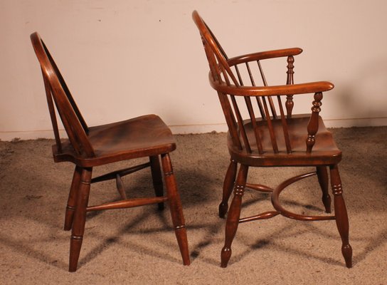 19th Century Chairs and Two Windsor Armchairs, Set of 6-HPU-2018296