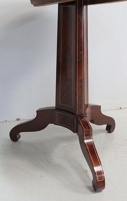 19th Century Charles X Pedestal Table in Mahogany Bramble Veneer & Marquetry-RVK-696183