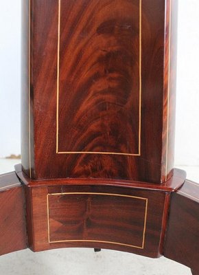 19th Century Charles X Pedestal Table in Mahogany Bramble Veneer & Marquetry-RVK-696183