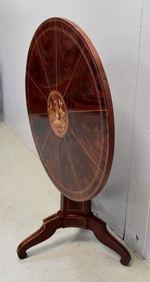 19th Century Charles X Pedestal Table in Mahogany Bramble Veneer & Marquetry-RVK-696183