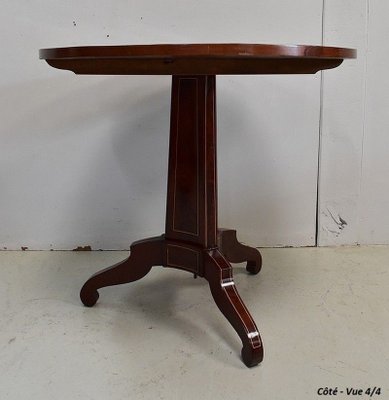 19th Century Charles X Pedestal Table in Mahogany Bramble Veneer & Marquetry-RVK-696183