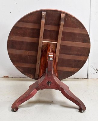 19th Century Charles X Pedestal Table in Mahogany Bramble Veneer & Marquetry-RVK-696183