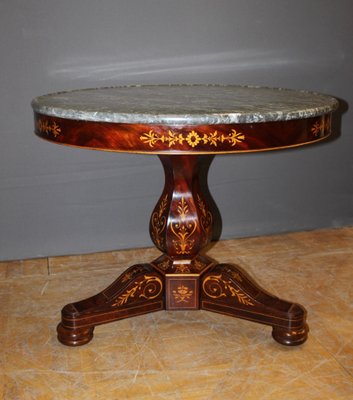 19th Century Charles X Pedestal Table in Mahogany & Maple Marquetry-BCR-1377274