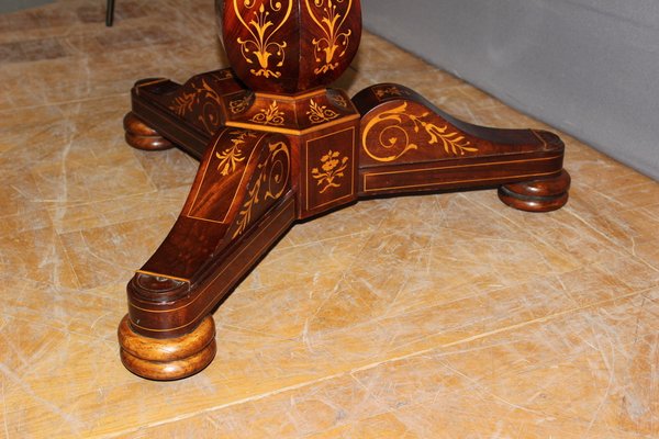 19th Century Charles X Pedestal Table in Mahogany & Maple Marquetry-BCR-1377274