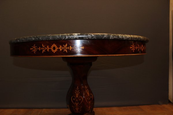 19th Century Charles X Pedestal Table in Mahogany & Maple Marquetry-BCR-1377274