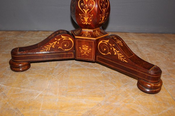 19th Century Charles X Pedestal Table in Mahogany & Maple Marquetry-BCR-1377274