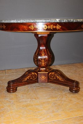 19th Century Charles X Pedestal Table in Mahogany & Maple Marquetry-BCR-1377274