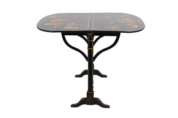 19th Century Chinese Black Lacquered Wood Leaf Table-CEJ-800442