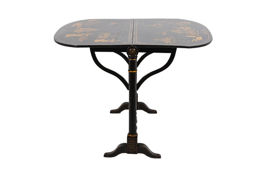 19th Century Chinese Black Lacquered Wood Leaf Table