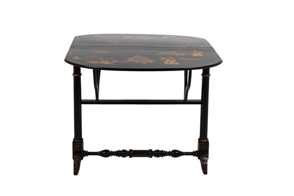 19th Century Chinese Black Lacquered Wood Leaf Table-CEJ-800442