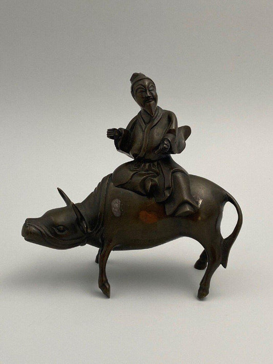 19th Century Chinese Bronze Incense Burner Bull Man