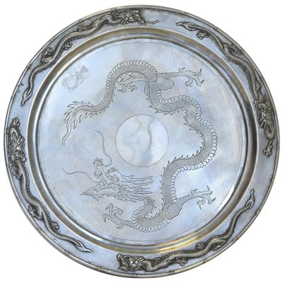 19th Century Chinese Export Silver Tray from Zee Wo-ZCI-751806