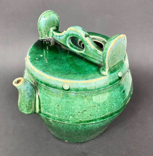 19th Century Chinese Green Ceramic Tea Flask