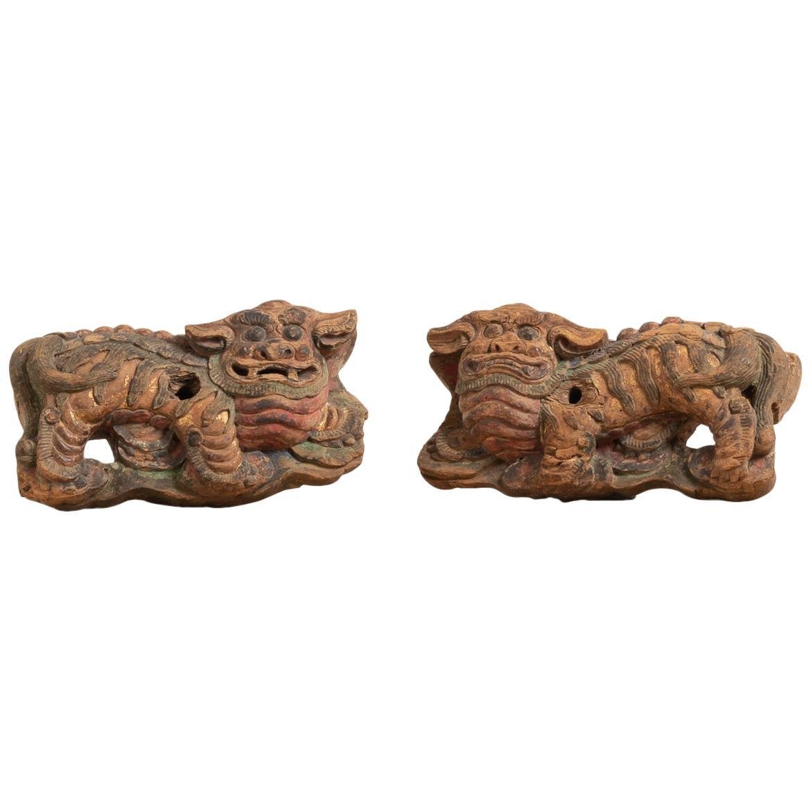 19th Century Chinese Guardian Lions, Set of 2-MJF-931256