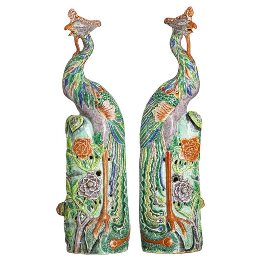 19th Century Chinese Peacocks, Set of 2