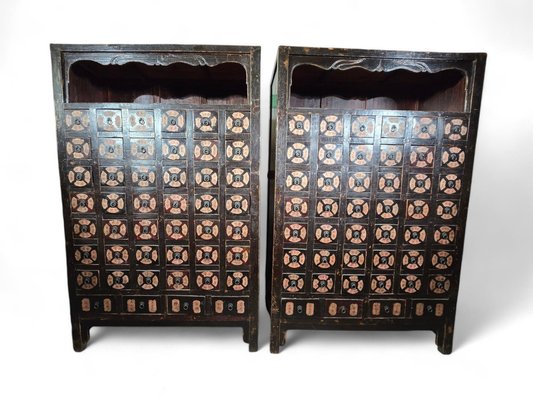 19th Century Chinese Pharmacy Cabinets, 1860, Set of 2-FDW-2039596