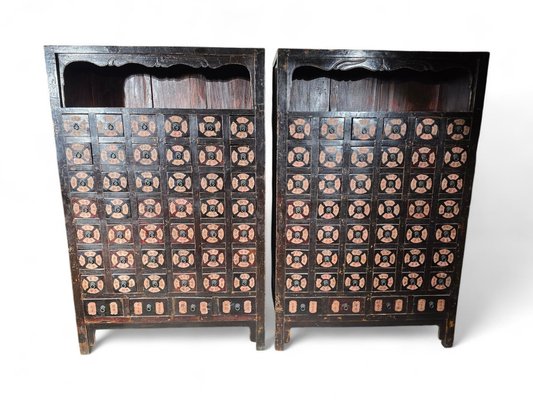 19th Century Chinese Pharmacy Cabinets, 1860, Set of 2-FDW-2039596