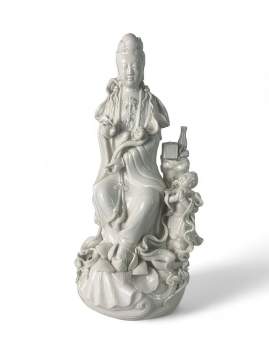 19th Century Chinese White Porcelain Statuette of the Goddess Guanyin, China