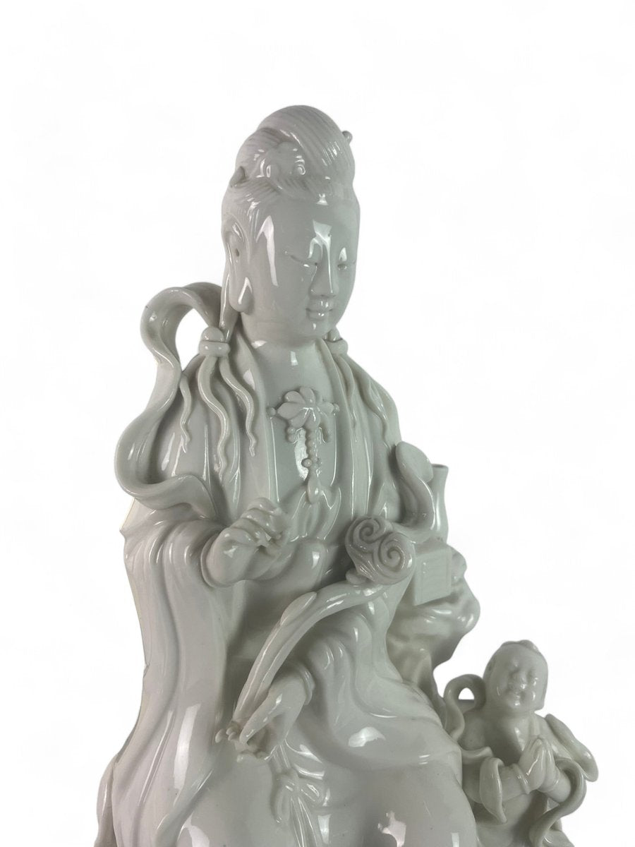 19th Century Chinese White Porcelain Statuette of the Goddess Guanyin, China